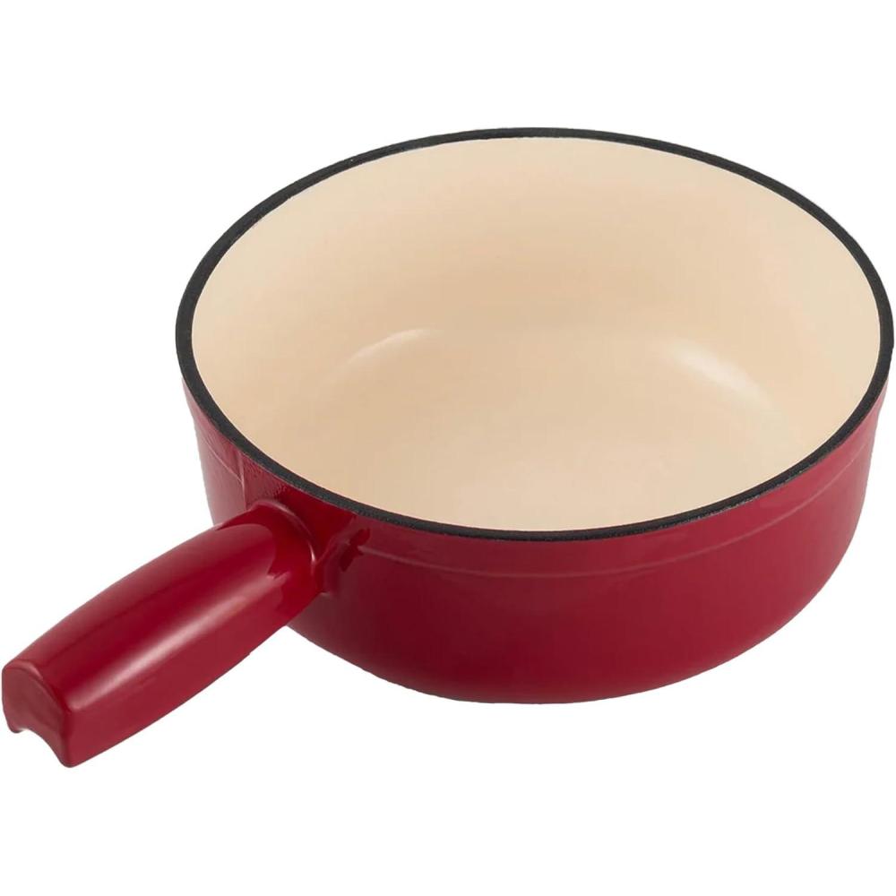 Swissmar Lugano Cast Iron Cheese Fondue Pot Replacement, 2 QT / 2 L – Compatible with Swissmar Lugano Fondue Sets – Ideal for Melting Cheese, Chocolate, & Caramel – Deep Blue(Cherry Red)