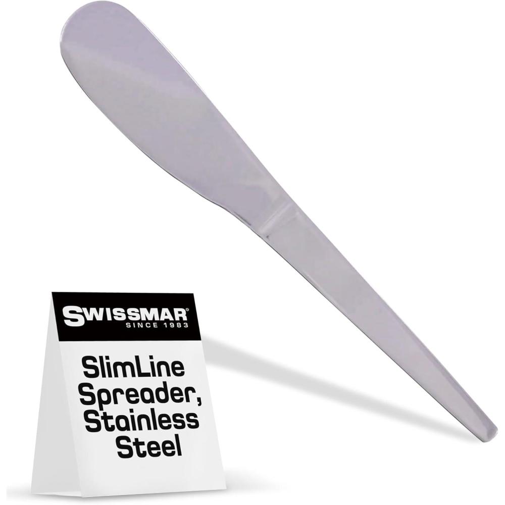 Swissmar SlimLine Cheese & Charcuterie Spreader, Stainless Steel – Ideal Kitchen Tool for Soft Cheeses, Butter, Cream Cheese on Bread, Crackers & More, 6.5 Inches(SlimLine Spreader)