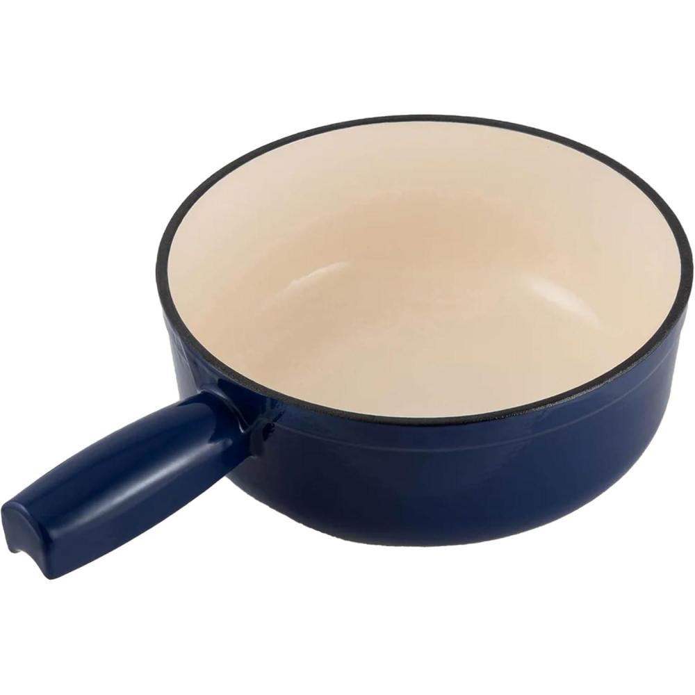 Swissmar Lugano Cast Iron Cheese Fondue Pot Replacement, 2 QT / 2 L – Compatible with Swissmar Lugano Fondue Sets – Ideal for Melting Cheese, Chocolate, & Caramel – Deep Blue(Deep Blue)