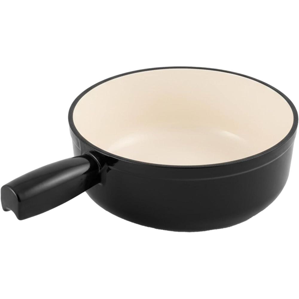 Swissmar Lugano Cast Iron Cheese Fondue Pot Replacement, 2 QT / 2 L – Compatible with Swissmar Lugano Fondue Sets – Ideal for Melting Cheese, Chocolate, & Caramel – Deep Blue(Metallic Black)