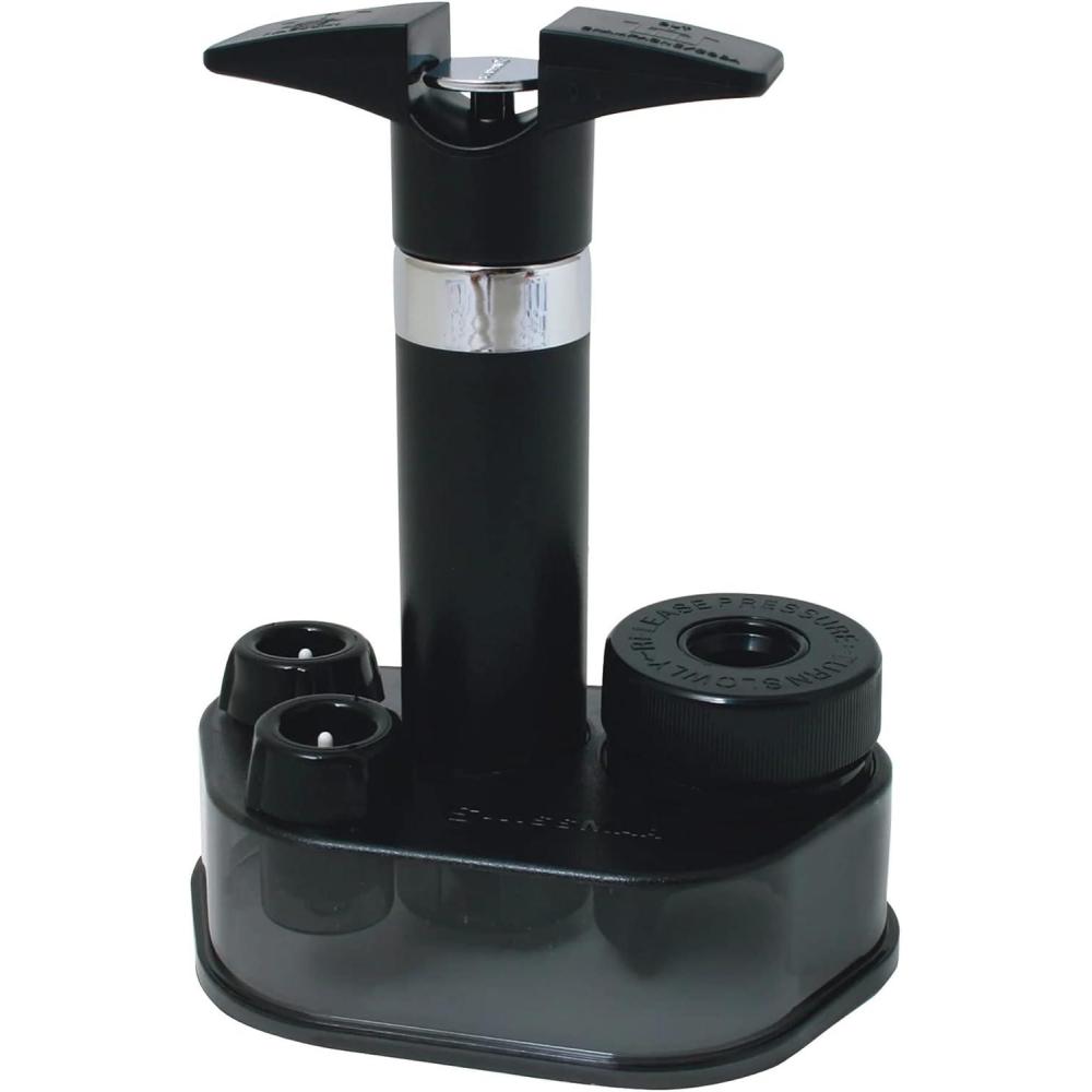 Swissmar Epivac Vacuum Pump Wine & Champagne Saver Set, Black. Comes with 2 Wine Stoppers and 1 Champagne Stopper(Black)
