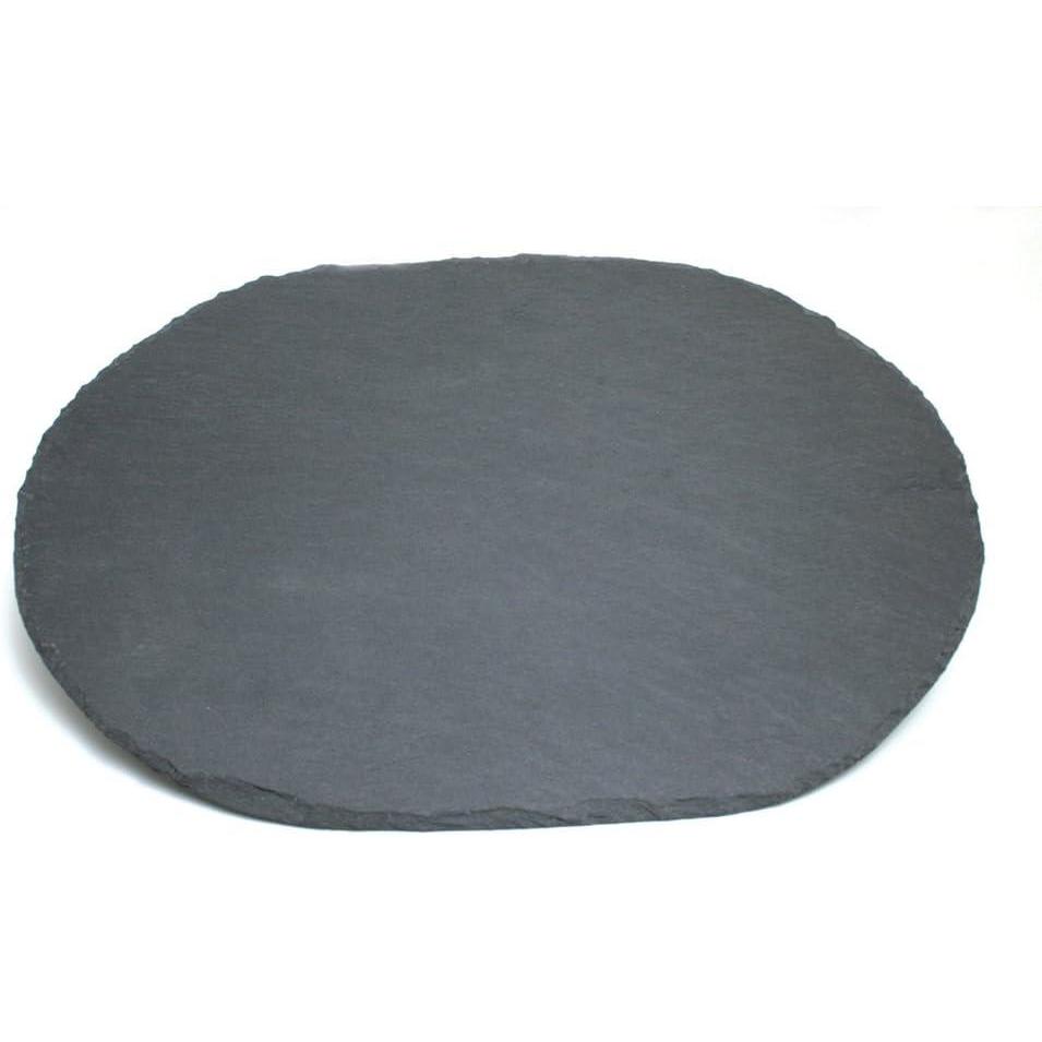 Swissmar Rectangular Slate Cheese Serving Board – Natural Handcrafted Slate Platter with Felt Pads, Non-Porous Surface, Ideal for Charcuterie, Appetizers, and Desserts (16″ x 10″)(Oval Slate Board)