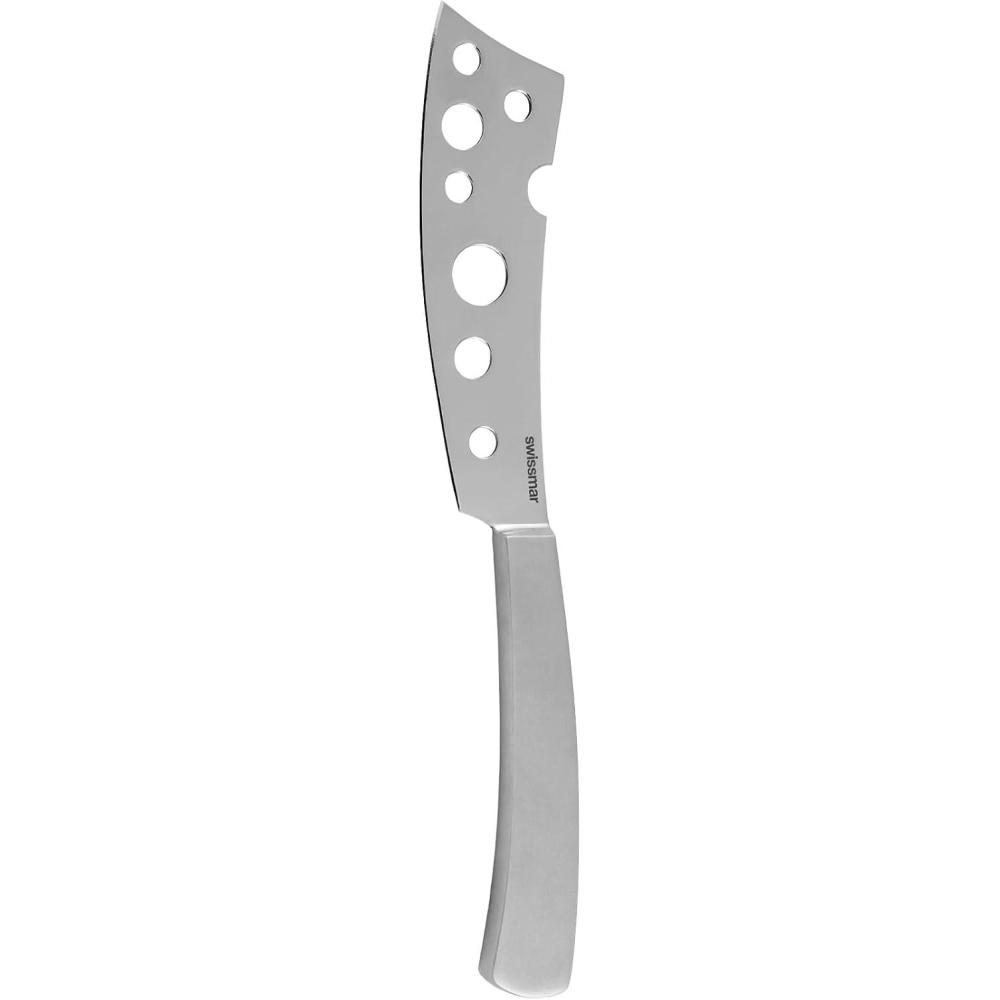 Swissmar Barcelona Universal Cheese Knife – 7.8″ Stainless Steel Blade with Sand-Blasted Handle – Curved Knife with Fork Tip for All Cheese Types – Stylish, Precise, and Ideal for Charcuterie Boards(Semi-Soft)