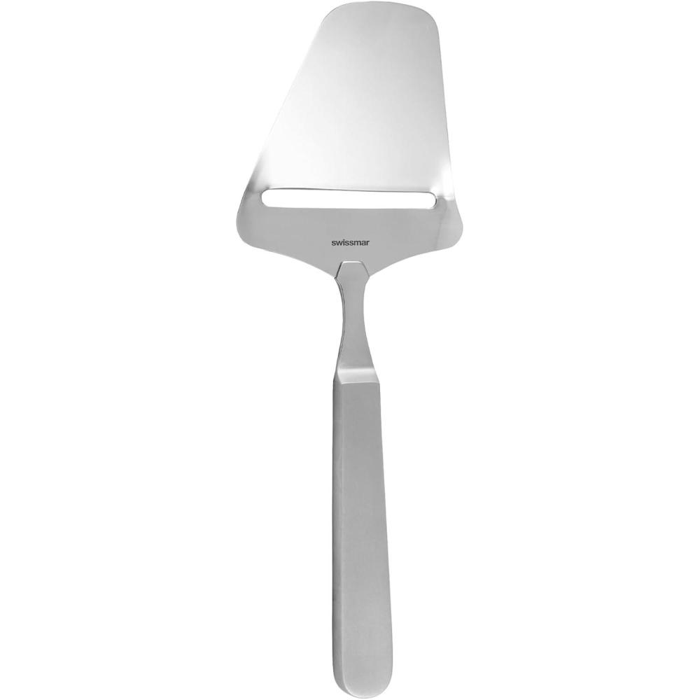 Swissmar Barcelona Universal Cheese Knife – 7.8″ Stainless Steel Blade with Sand-Blasted Handle – Curved Knife with Fork Tip for All Cheese Types – Stylish, Precise, and Ideal for Charcuterie Boards(Plane)