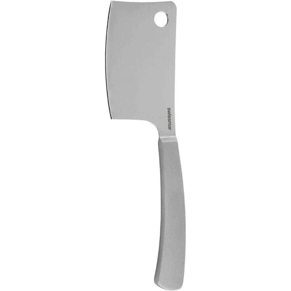 Swissmar Barcelona Cheese Cleaver – 7.7″ Stainless Steel Knife with Sand-Blasted Handle – Ideal for Hard Cheeses Like Cheddar, Swiss & Colby Precision Blade for Cubing & Slicing Stylish & Functional(Cleaver)