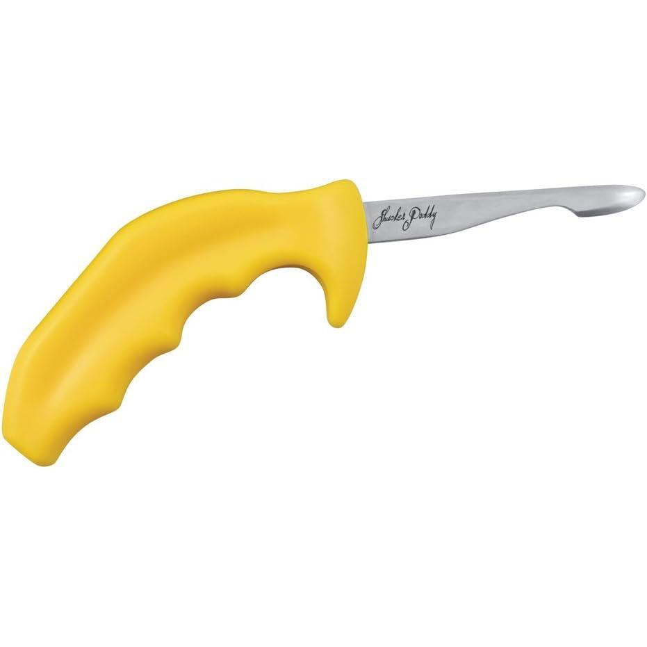 Swissmar Shucker Paddy Original Oyster Shucking Knife – Ergonomic Dual Axis Oyster Shucker Tool with 3″ / 7.6 CM Stainless Steel Blade – Perfect for kitchen Collections – Non-Slip Handle, Black(Original – Yellow)
